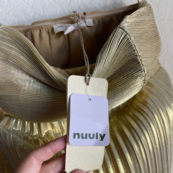 Anthropologie Let Me Be Gold Foil Pleated Strapless Midi Dress Size XS NWT - Picture 12 of 13